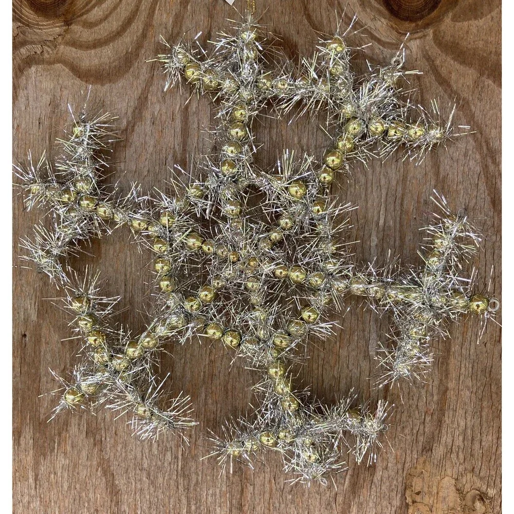 Midwest Seasons Gold Silver Large Oversized Tinsel Snowflake Christmas Ornament